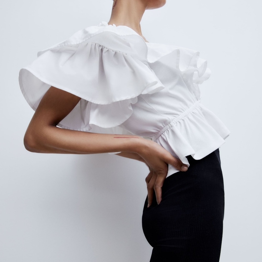 Zara Ruffle Crop Top - Picture 2 of 3